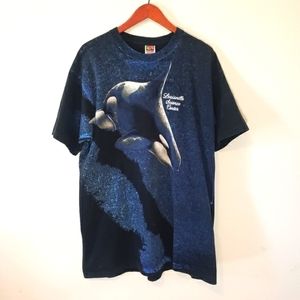 Vintage Orka Whales AOP All Over Print Nature Animal T Shirt